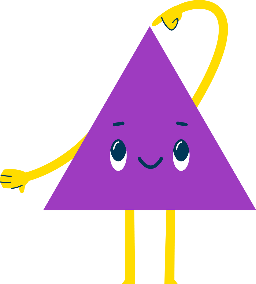 Triangle cartoon character personage, math shape